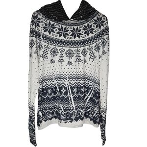 Blumin Black White Colorful Lightweight Long Sleeve Sequins Hoodie Top Size 1XL